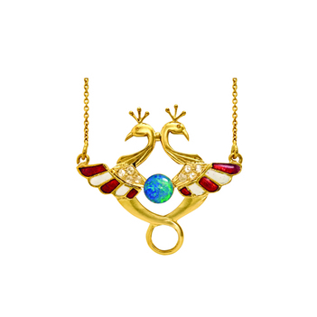 Spell-Binding  Rose-Cut Diamond, Opal & Enamel Gold Pendant with Chain