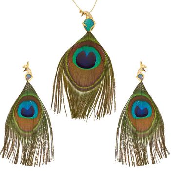 Flamboyant Opal & Diamond Gold Pendant and Earring Set 