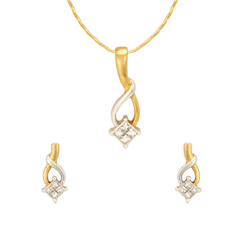 Chic Diamond 18K Gold Pendant Set with Earrings