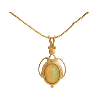 Luminous Opal and 18K Gold Pendant (Without Chain)