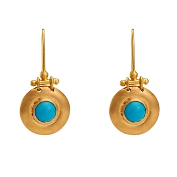 Enticing Turquoise and Gold Drop Earring