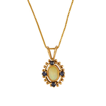 Striking Opal and Sapphire 18K Gold Pendant (Without Chain)