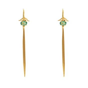 Chic Emerald and Gold Danglers 
