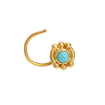 Delightful Turquoise and Gold Nosepin
