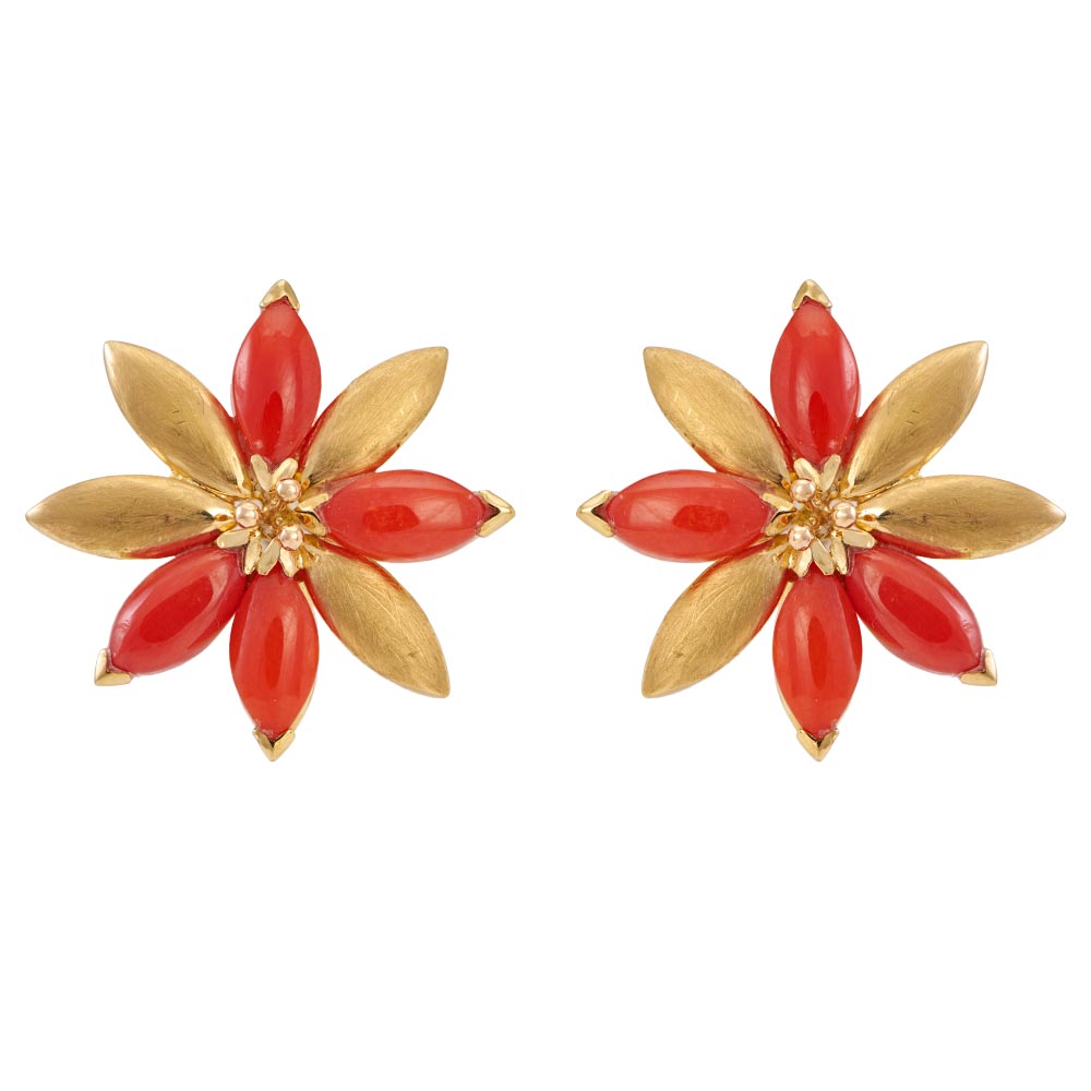 Shop Iconoclastic Corals 18K Yellow Gold Earring Online in India Gehna