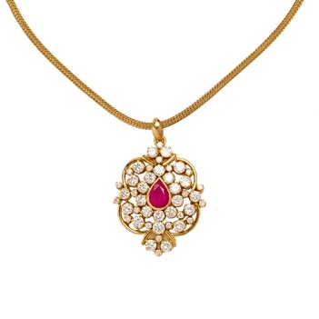 Ancestral 18K Gold, Ruby & RBC Diamond Pendant (Without Chain)