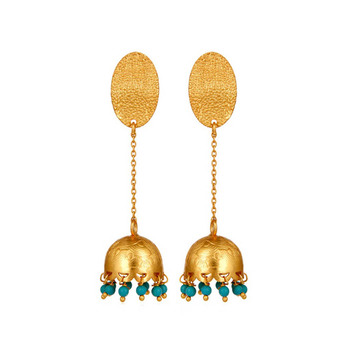Svelte Turquoise Beads 925 Sterling Silver Jhumka Earrings