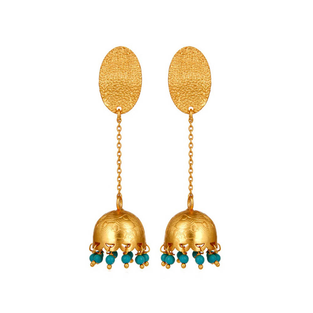 Shop 925 Sterling Silver Turquoise Beads Jhumka Earrings Online at Gehna