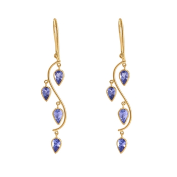 Transcendental Tanzanites &18K Yellow Gold Danglers