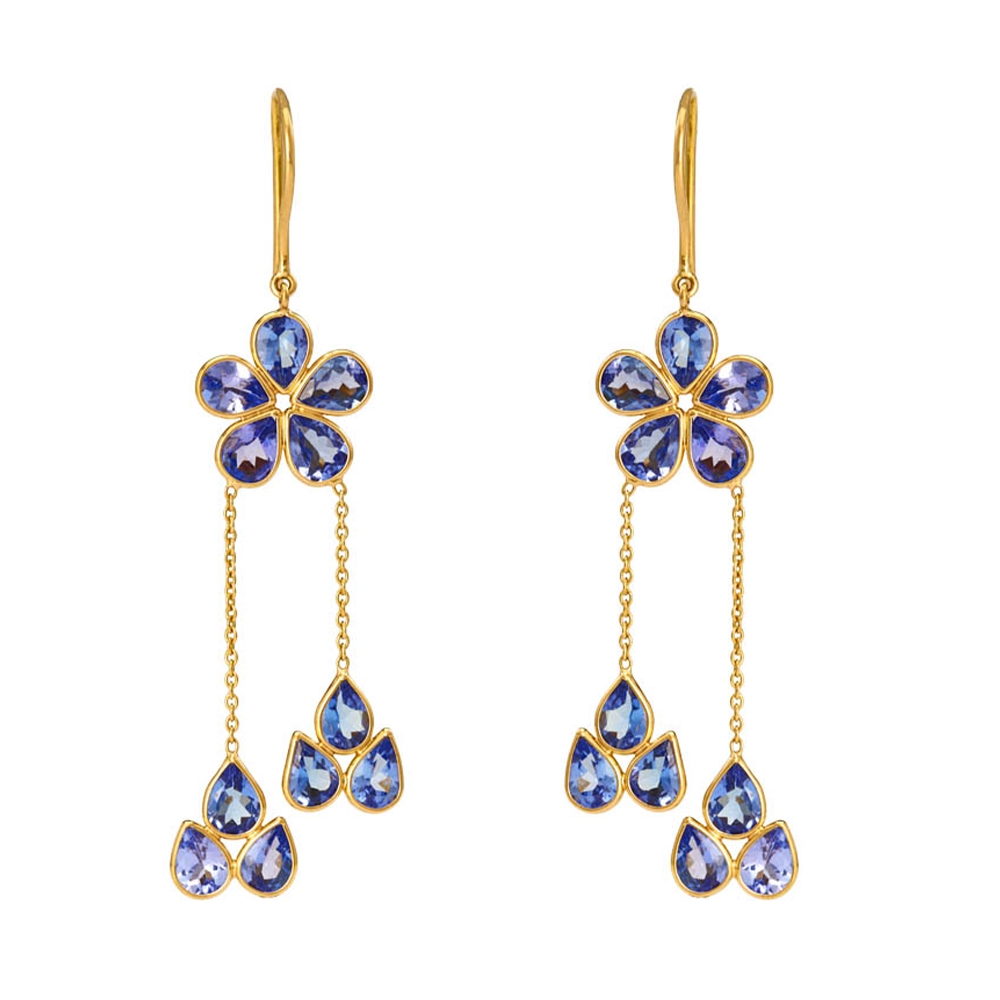 Buy Tanzanites Gold Earrings Online Chennai | Gemstone Jewellery at Gehna