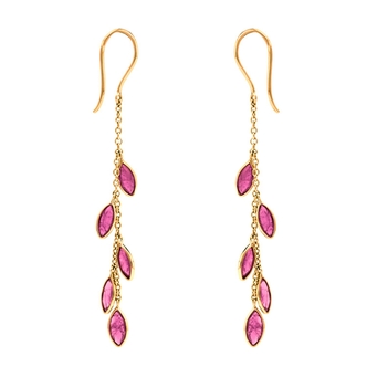 Delicate Rubies &18K Yellow Gold Dangler Earrings