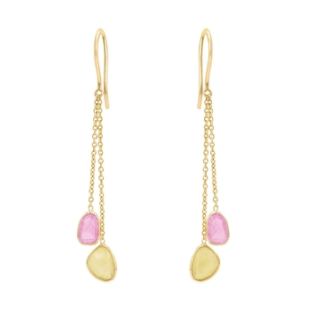 Tranquil Multi Sapphire 18K Yellow Gold Dangler Earrings