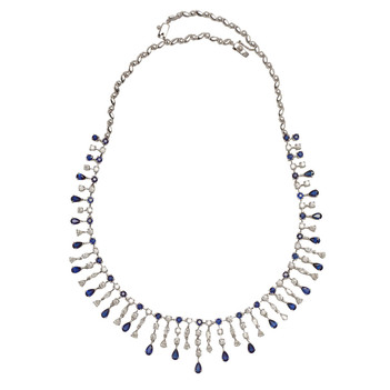 18k White Gold 7.11cttw Natural Blue Sapphire Necklace – Brummitt Jewelry  Design Studio (NC)