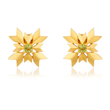 Snowflake Peridot 925 Sterling Silver Stud Earrings