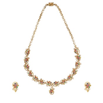 Shop Traditional Navaratna Gold Necklace | Navaratna Jewellery at Gehna