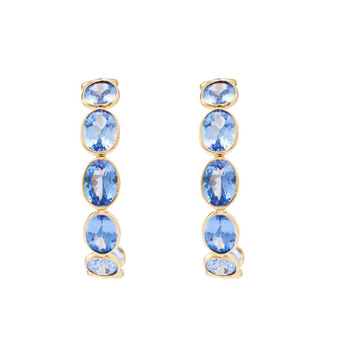 Quaint Tanzanite & 18K Gold Hoop Earrings
