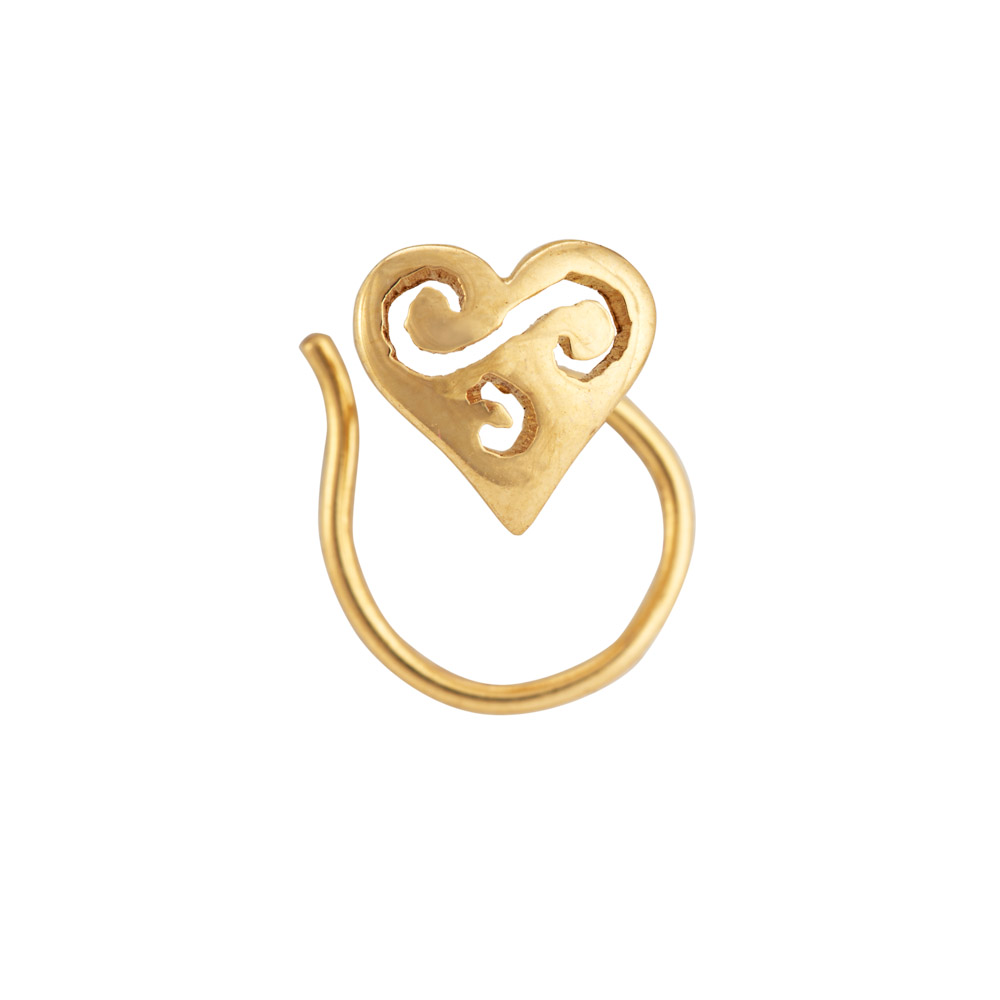 Heart Shapped 22K Yellow Gold Nose Pin 