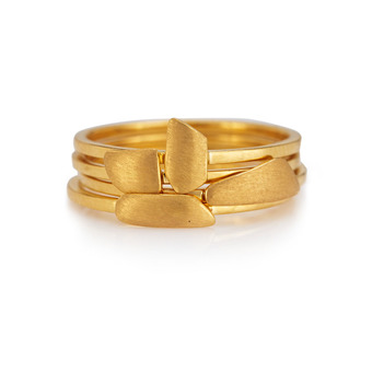 Whimsical 18K Yellow Gold Stacking Rings