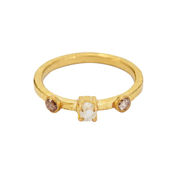 Captivating White Rough and Brown Rosecut Diamond Ring