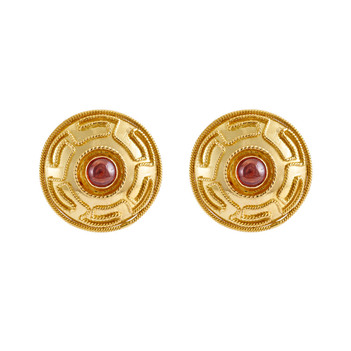 Handsome Garnet and 18k Gold Stud Earrings