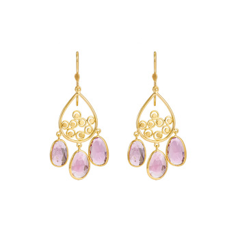 Breezy  18K Yellow Gold and  Pink Tourmaline Danglers 