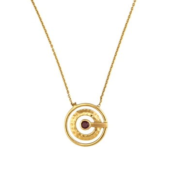 Spartan Garnet and 18K Gold Pendant with Chain