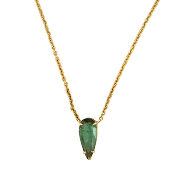 Verdant Tourmaline and 18K Gold Pendant with Chain