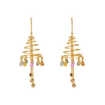 Sprightly Sapphire and Diamond Gold Danglers