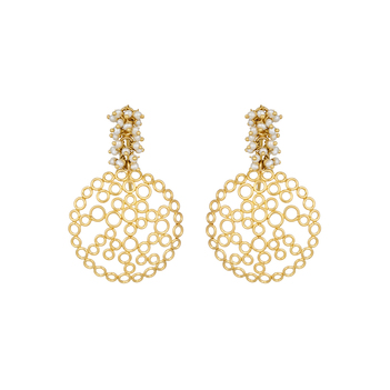 Ornamental Pearl and 18K gold Danglers