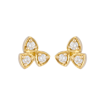 Structured Diamond and 18K Gold Stud Earrings