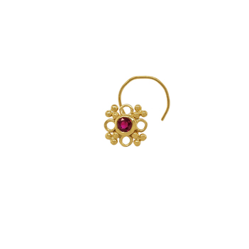 Decorative Ruby 22K Gold Nose Pin 