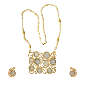 Quirky Silver, Gold, Pearl and Diamond Necklace Set