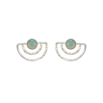Rustic Ethiopian White Opal 925 Sterling Silver Studs