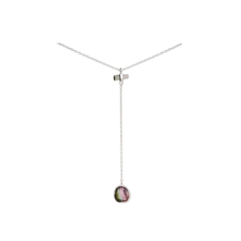 Peerless Watermelon Tourmaline and 925 Sterling Silver Pendant with Chain