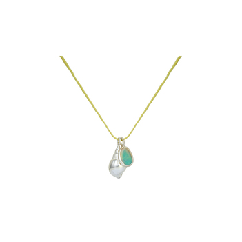 Dainty Opal and Pearl 925 Sterling Silver Pendant with Cotton Thread