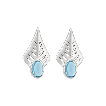 Electric Blue Topaz and 925 Sterling Silver Studs