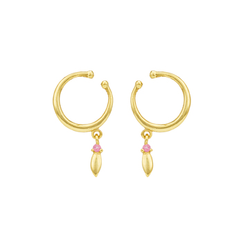 Adorable Pink Tourmaline and 925 Sterling Silver Hoops