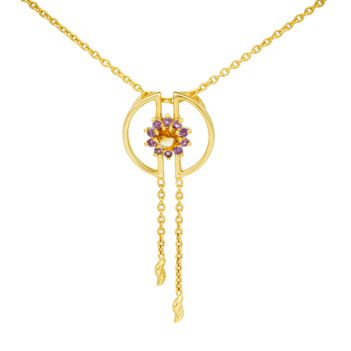 Distinctive Citrine, Amethyst and Sterling Silver Pendant with Chain
