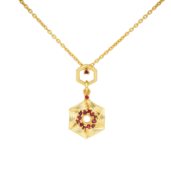 Hexagonal Garnet and Sterling Silver Pendant with Chain