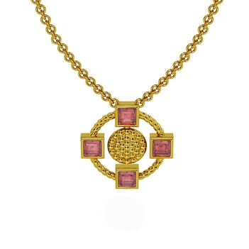 18K Gold Chic Pink Tourmaline Pendant (Without Chain)