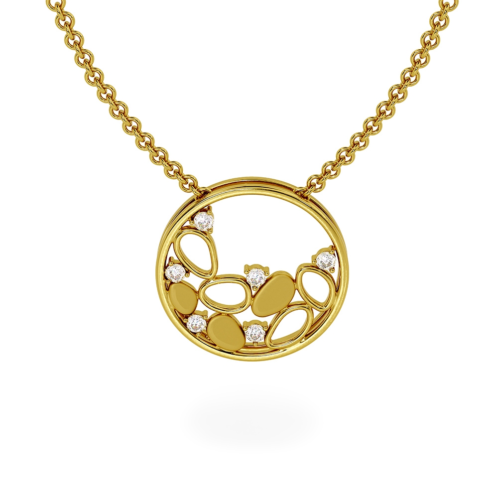 18K Gold Artistic Diamond Pendant with Chain