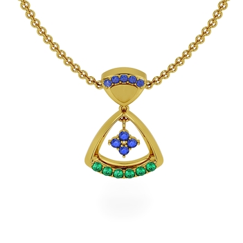 Comely Sapphire & Emerald Pendant with Chain