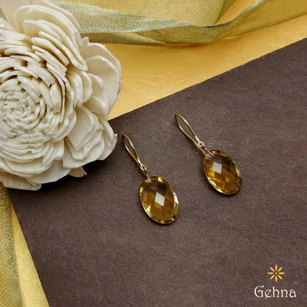 14K Yellow Gold Two Tone Stamped Leaf Shepherd Hook Earrings | eBay