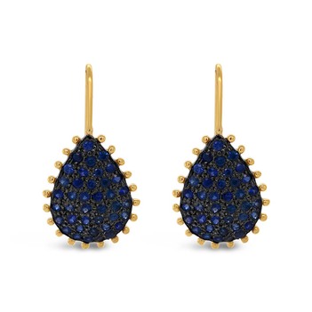 Startling Blue Sapphire Gold Earrings