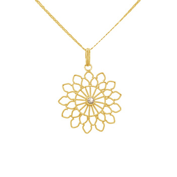 Axial Gold and Rosecut Diamond Pendant (Without Chain)