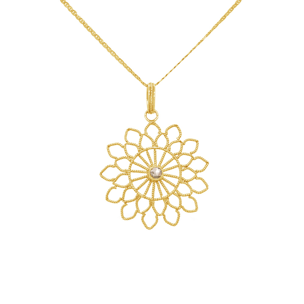 Shop 18K Gold and Rosecut Diamond Pendant Online in India | Gehna
