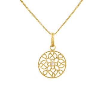 Latticed Diamond and 18K Gold Pendant