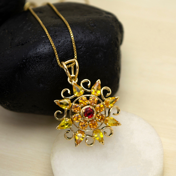 Fiery Sapphire Mandala Pendant 