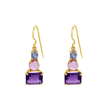 Effulgent Sapphire and Amethyst Hook Earrings
