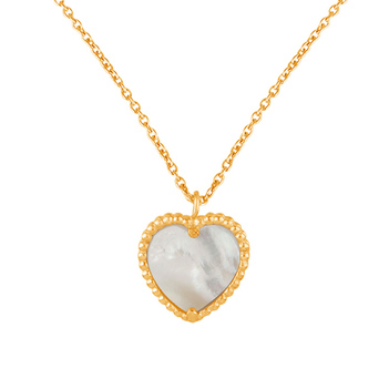 Sterling Silver Mother of Pearl Heart Pendant with Chain